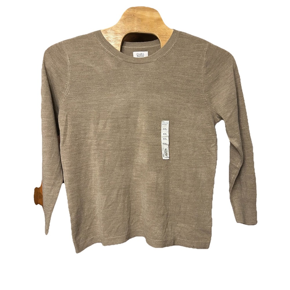 Women's Croft & Barrow The Extra Soft Crewneck Knitted Sweater XXL Beige Camel - Picture 1 of 7